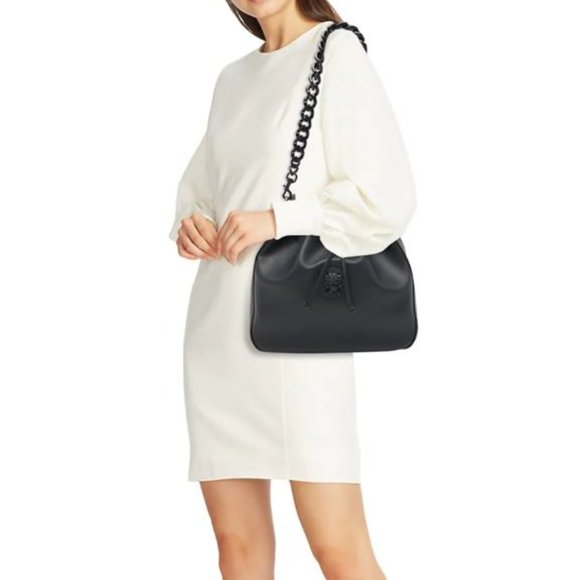 Versace La Medusa Leather Drawstring Shoulder Bag Black - Picture 7 of 14